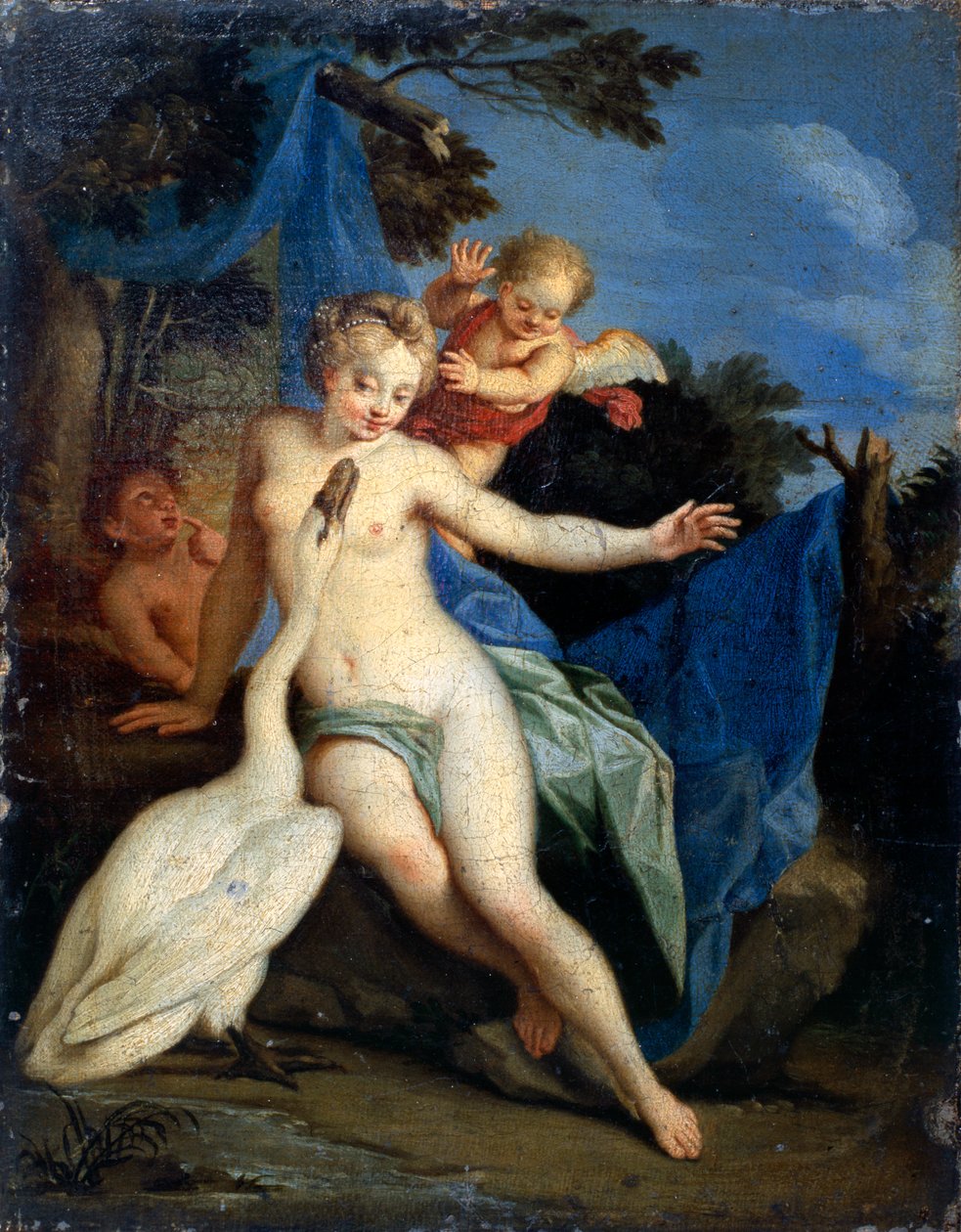 Leda og svanen (olje på lerret) av Michele Rocca