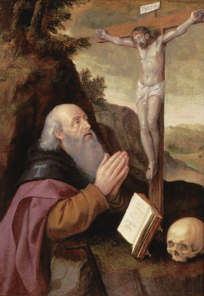 St. Anthony Abbot (panel) av Michiel I Coxie or Coxcie