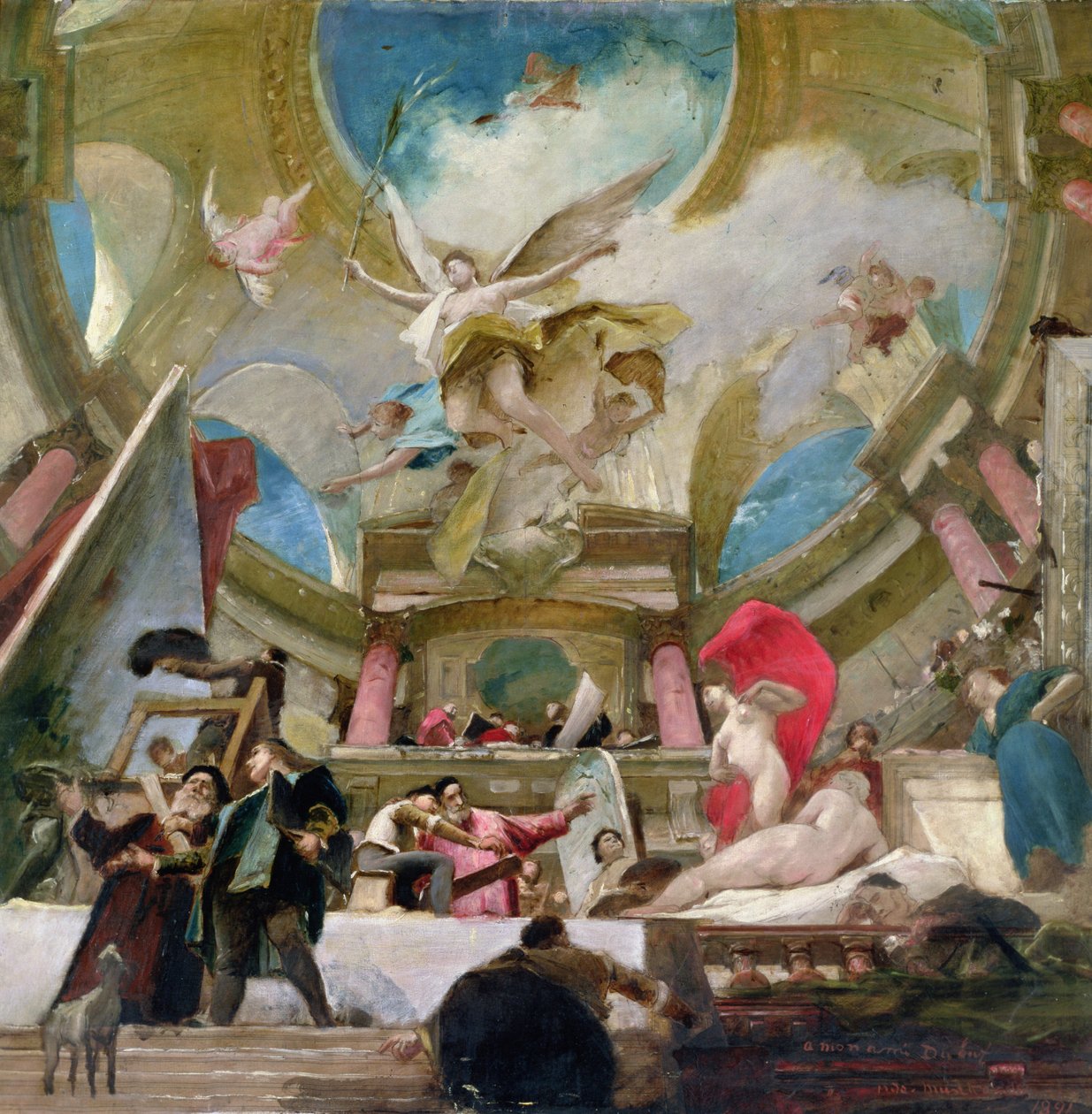 Apotheosis of the Renaissance, studie for dekorasjon av trappen i Kunsthistorisches Museum, Wien (se også 70759) av Mihály Munkácsy