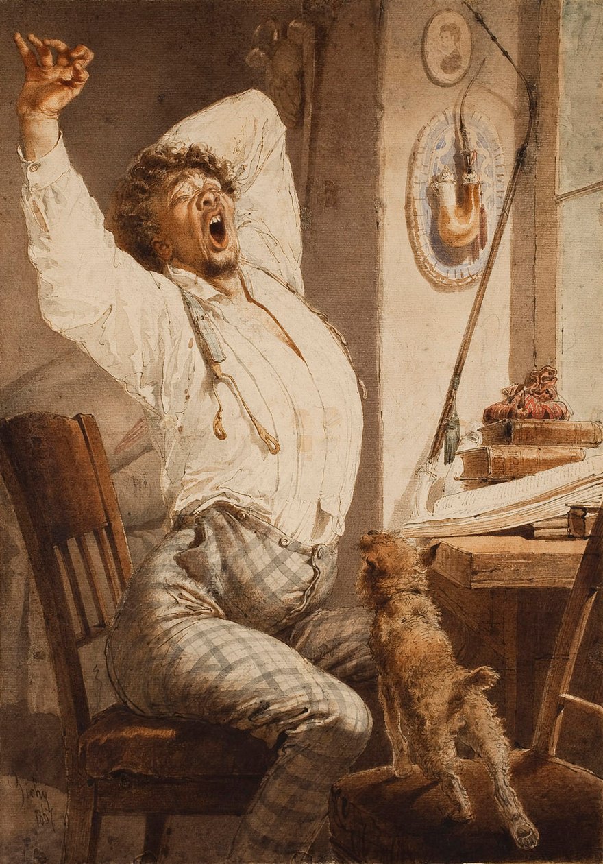 Ung mann (morgen) av Mihaly von Zichy