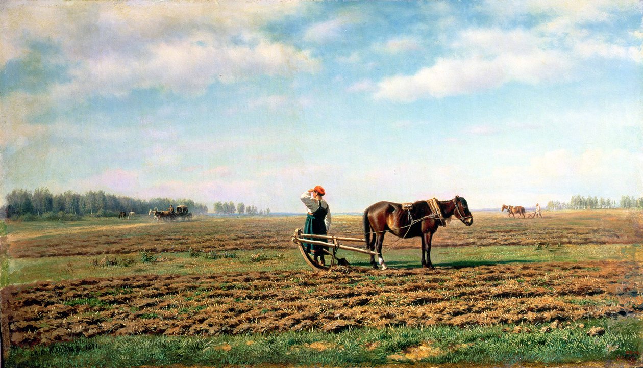 Pløying av åkeren, 1871 av Mikhail Konstantinovich Klodt