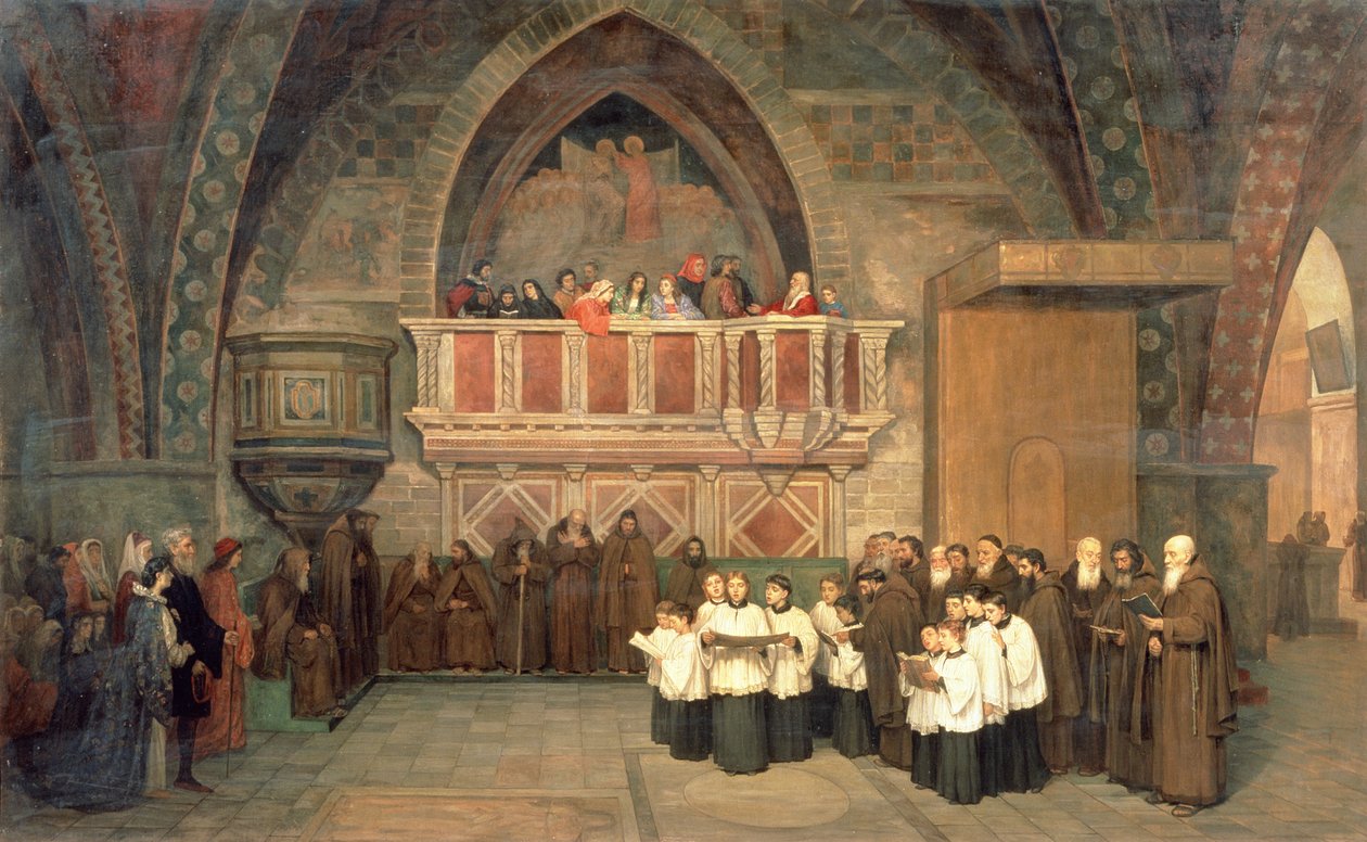 Vesper i Saint Francis-kirken i Assisi, 1871 av Mikhail Petrovich Botkin