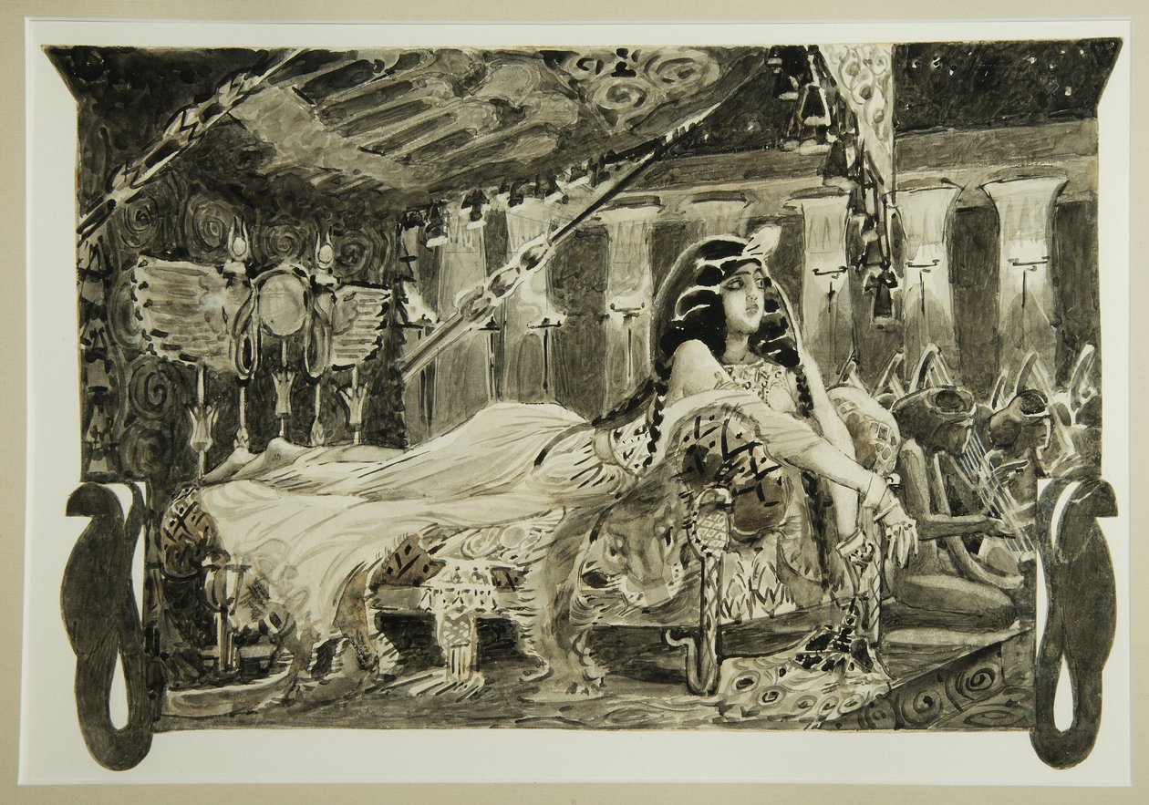 Cleopatra på sengen, 1899 av Mikhail Aleksandrovich Vrubel