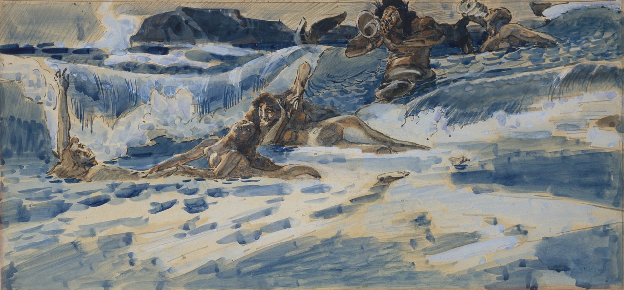 Spille naiader og tritoner, 1896-1898 av Mikhail Aleksandrovich Vrubel