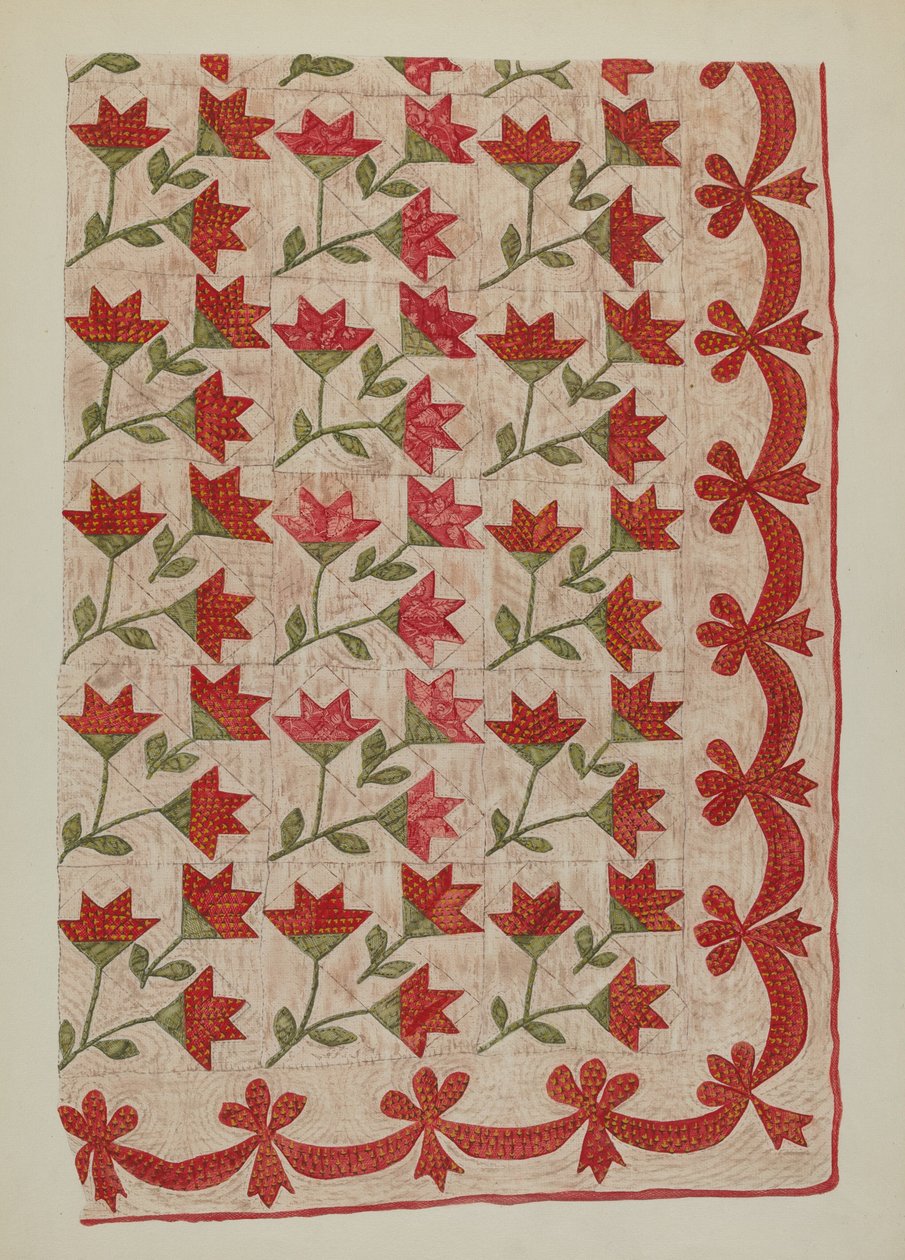 Applikert quilt av Mildred E. Bent