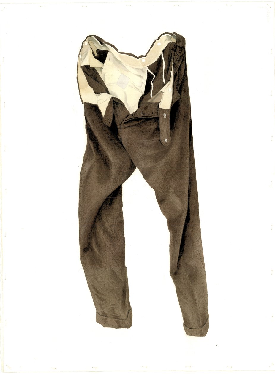 Brune Corduroy-bukser (Michael) 2003 (wc på papir) av Miles Contemporary Artist Thistlethwaite
