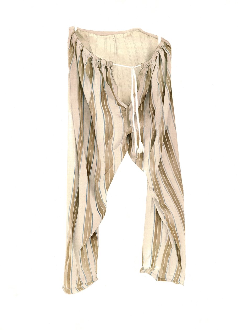 Neds Stripy Pyjamas Bottoms, 2003 (wc på papir) av Miles Contemporary Artist Thistlethwaite