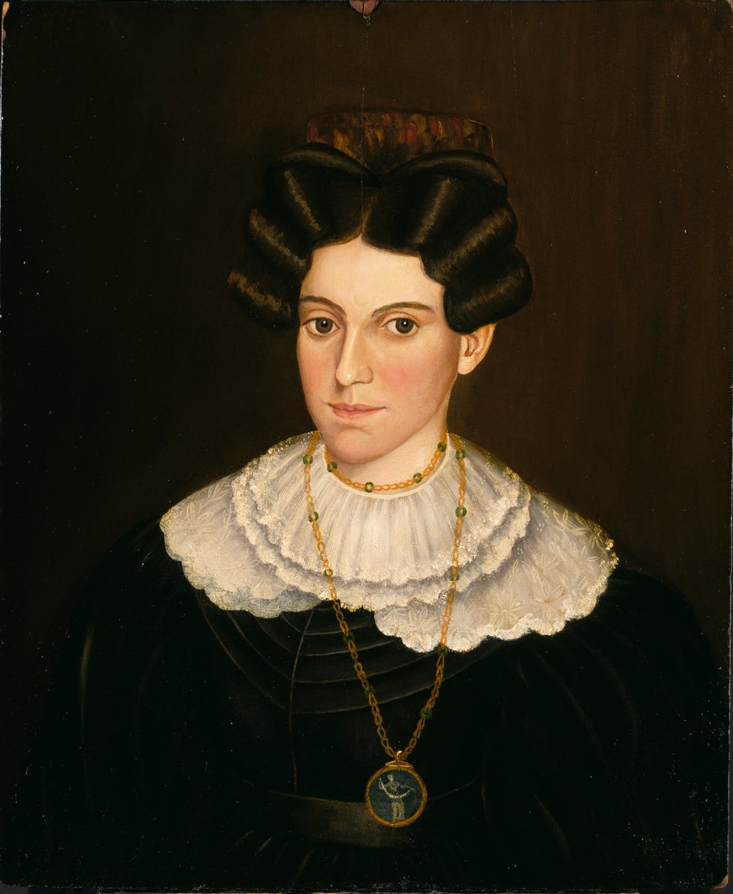 Kvinne i svart kjole, ca. 1835-1840. av Milton W. Hopkins