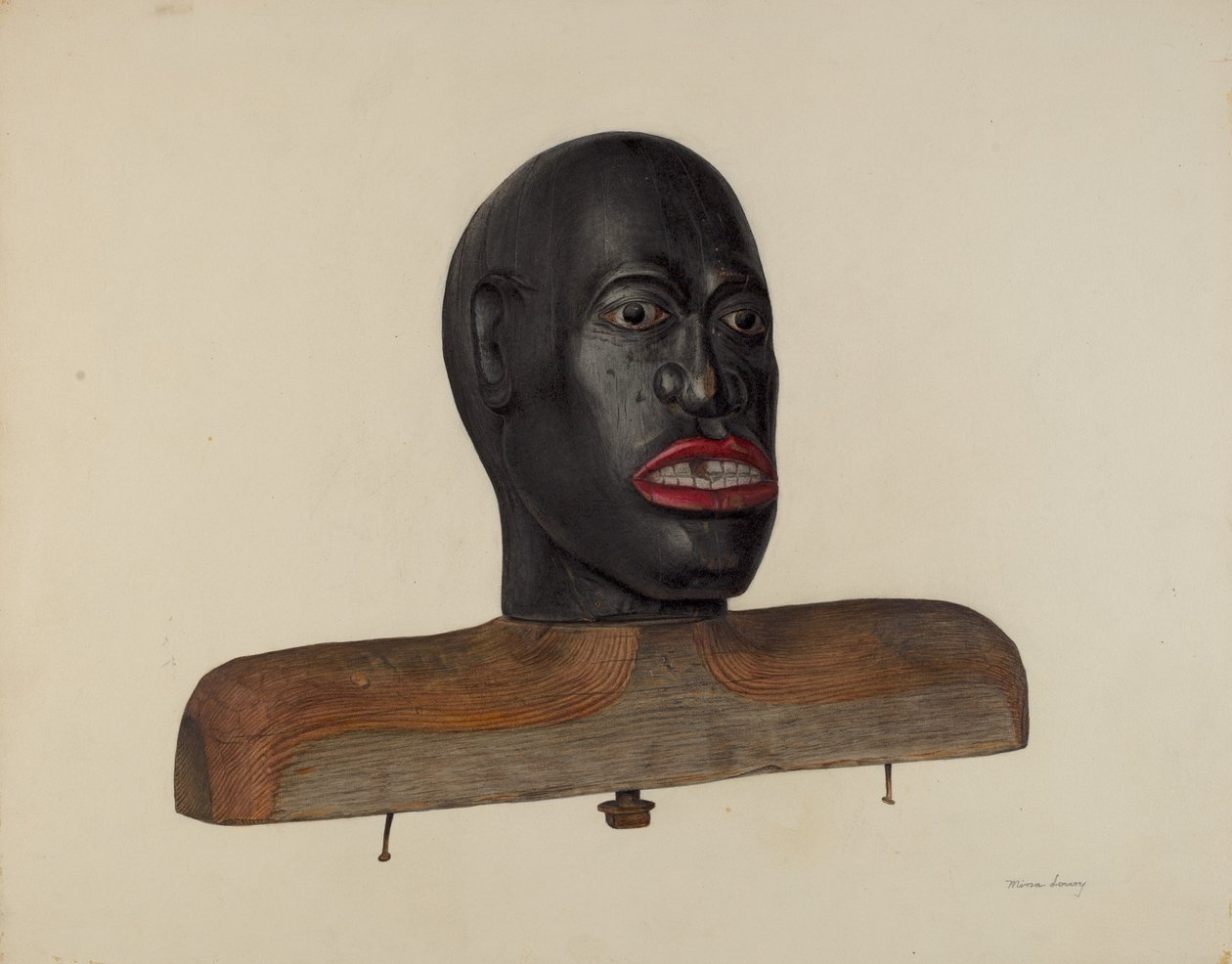 Hodet til en svart person, ca. 1940. av Mina Lowry