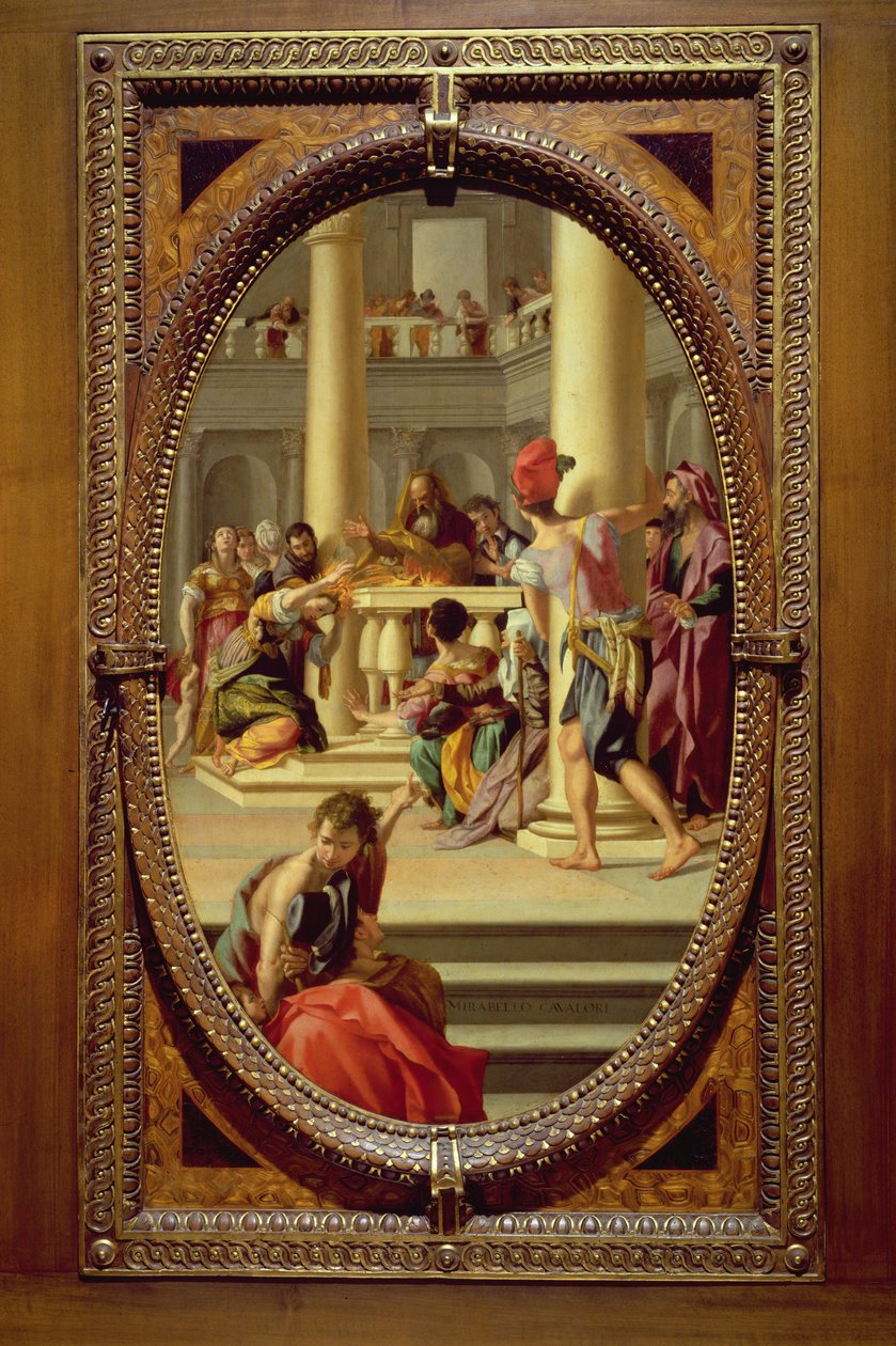 Lavinia ved alteret, 1572 (skifer) av Mirabello Cavalori