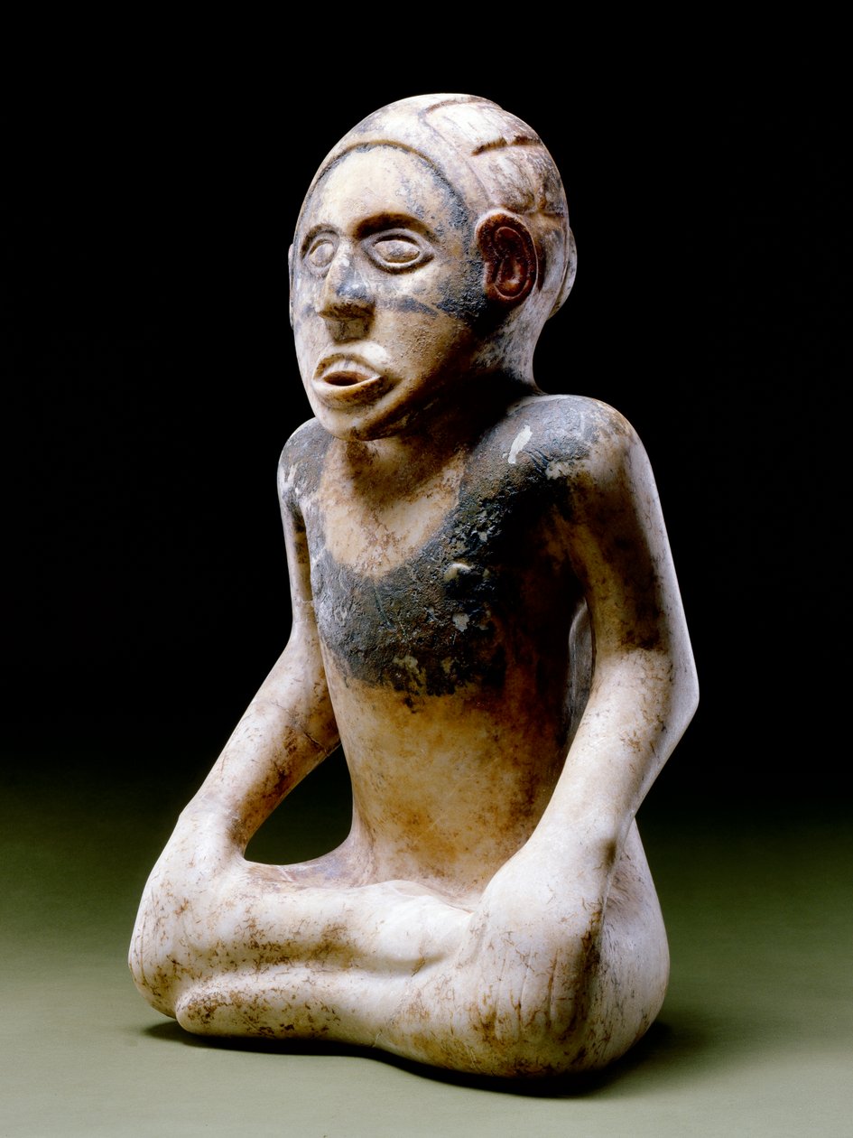 Sittende mannsfigur, 1200-1450 (marmor) (se også 422893) av Mississippian culture