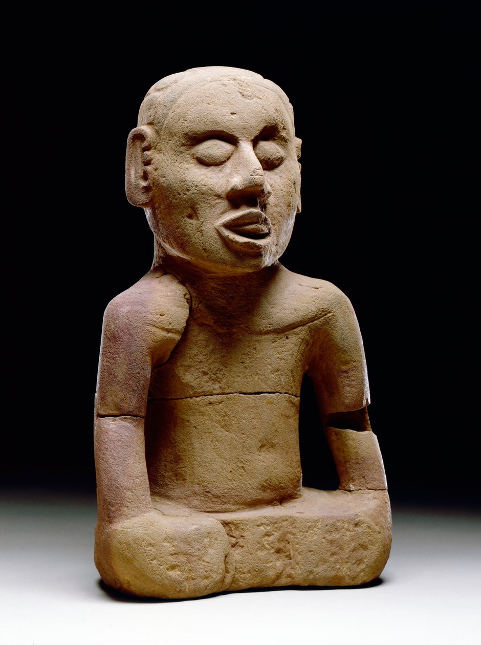 Sittende mannsfigur, 1200-1450 (sandstein) av Mississippian culture