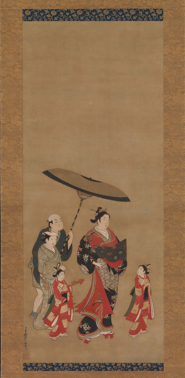 Courtesan on Parade, slutten av 1730-tallet-begynnelsen av 1740-tallet. av Miyagawa Issho