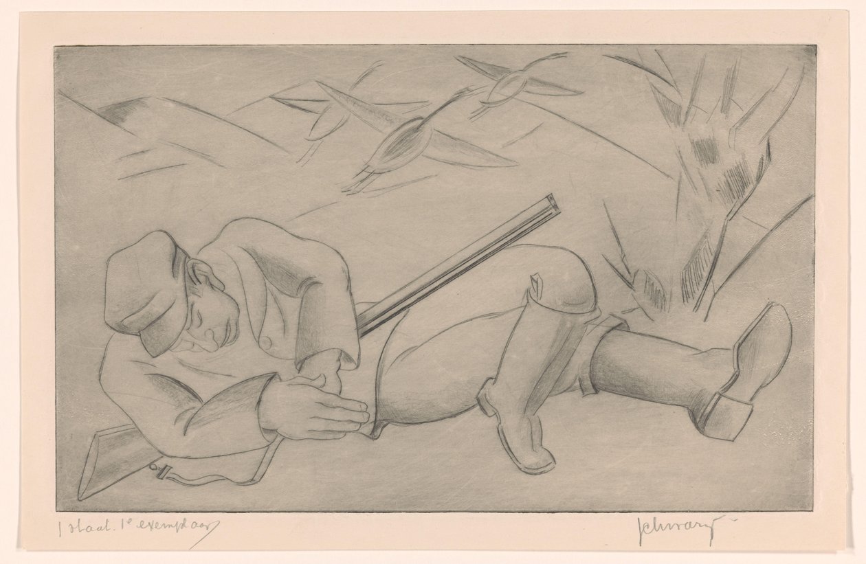 sovende jeger av Mommie Schwarz (signed by artist)