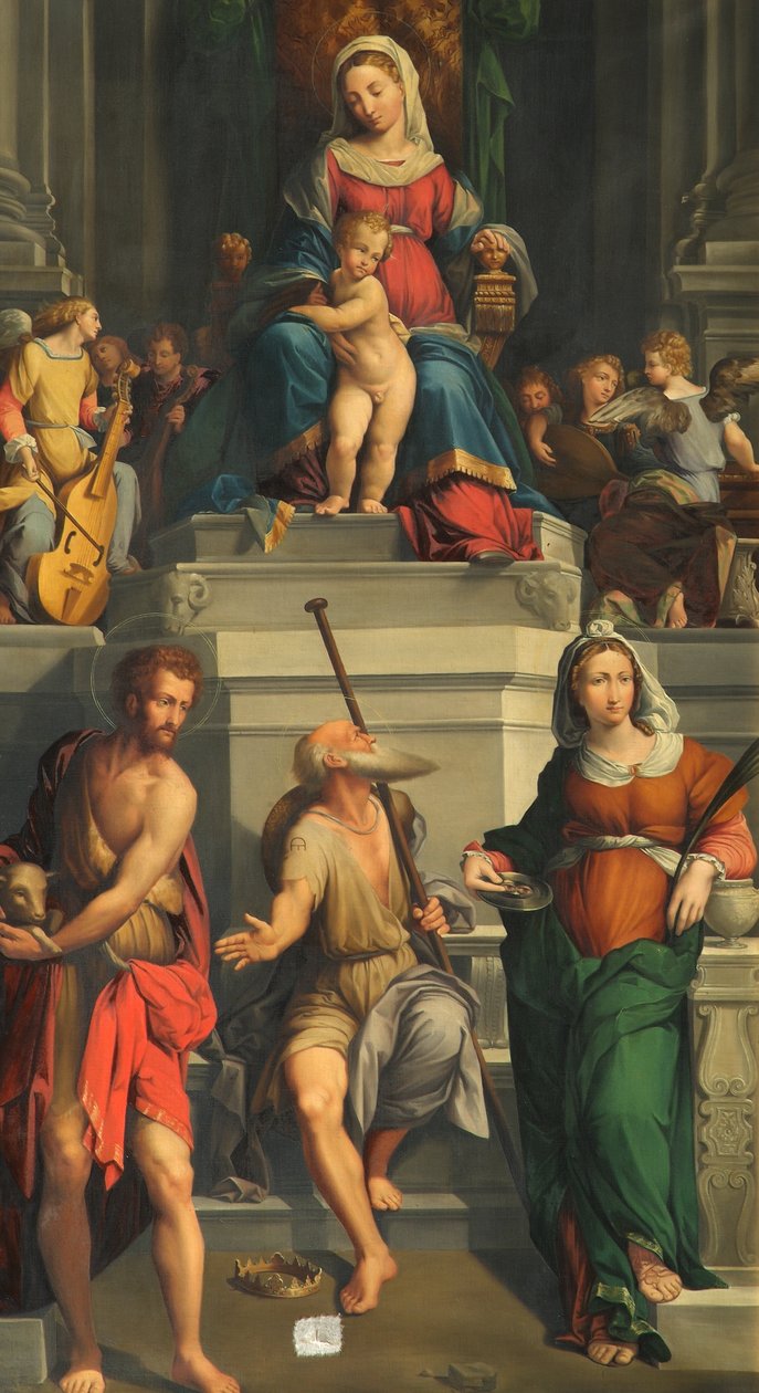 Tronet Madonna med Saints av Monogrammist E. D.