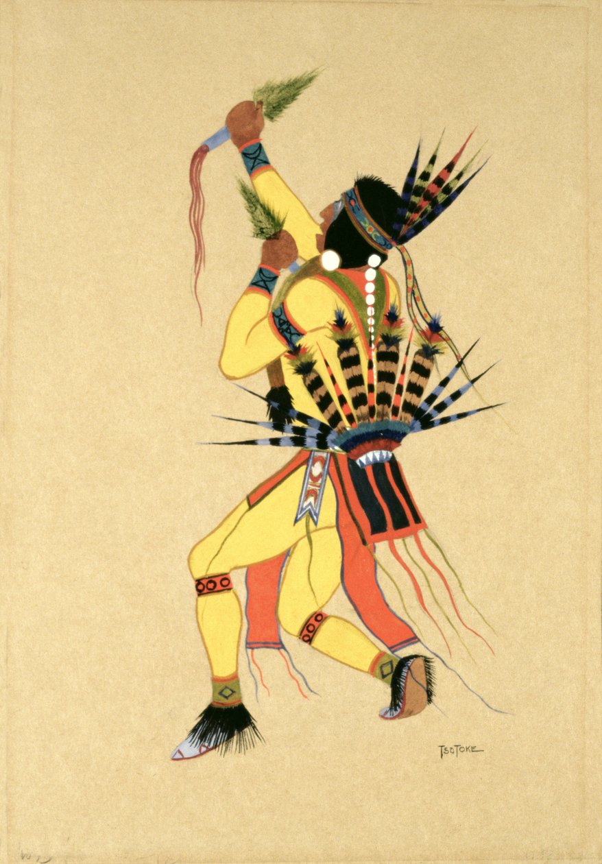 Danser, 1929 (tempera på papir) av Monroe Tsatoke