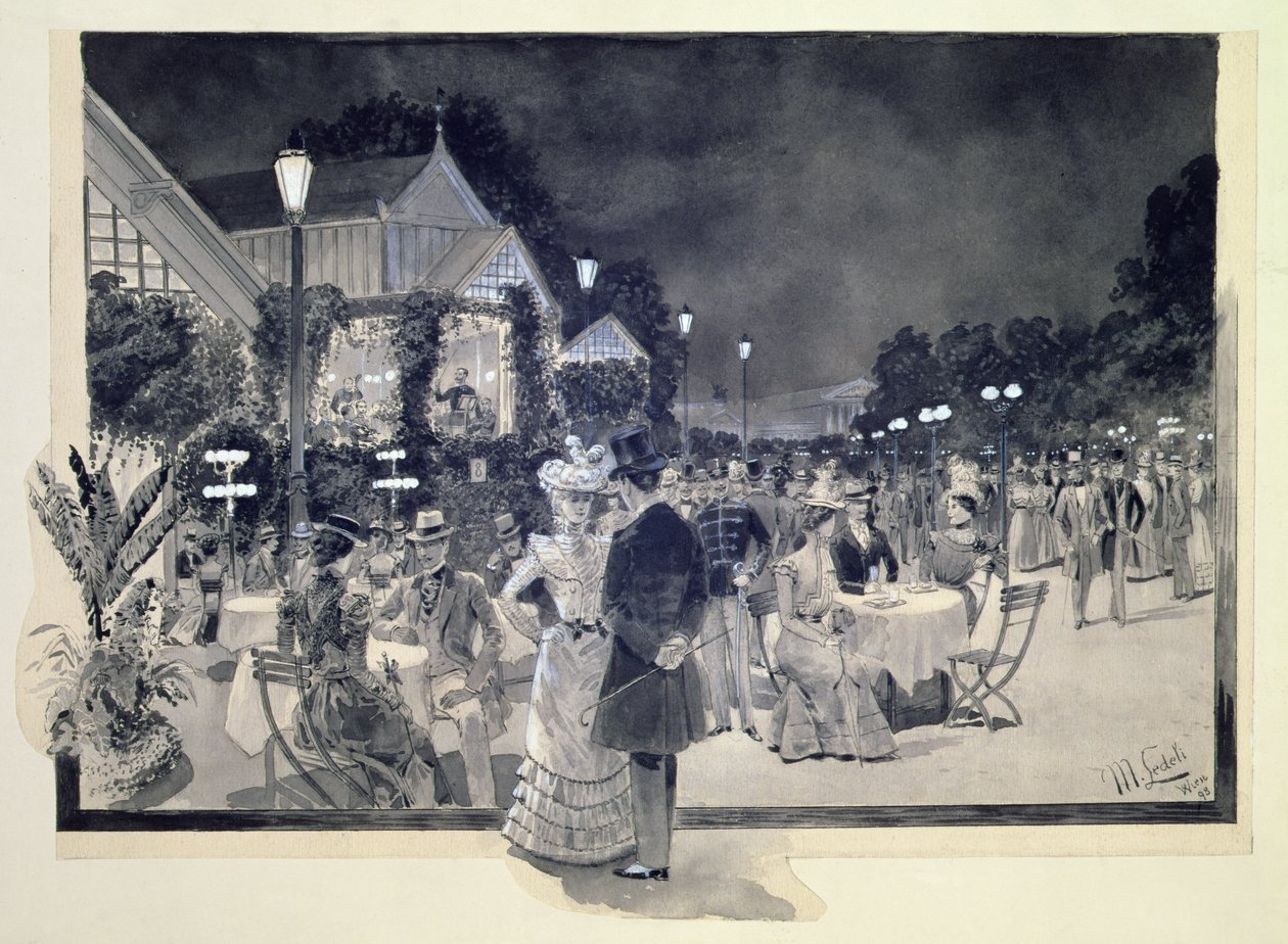 I de offentlige hagene, Wien, 1893 (wc) av Moritz Ledeli