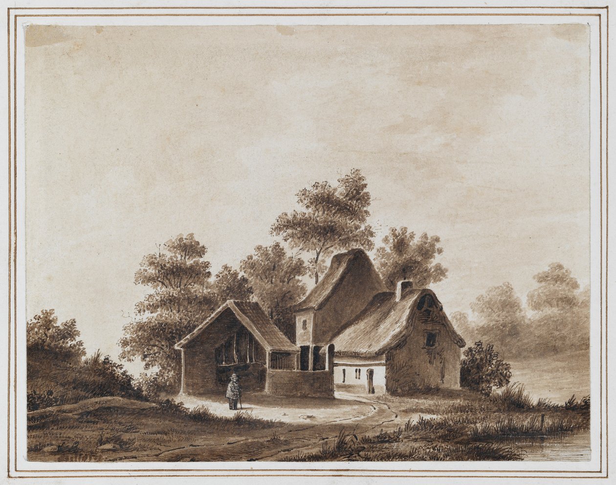 Schubert utenfor et vertshus i Tullin, nær Wien, 13. mai 1823 (blekk og vask på papir) av Moritz Ludwig von Schwind