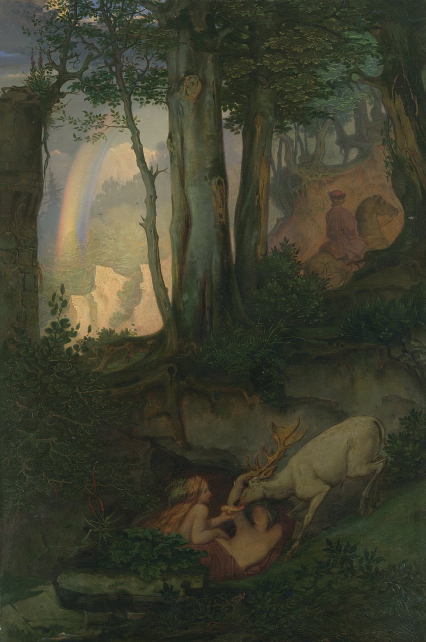 Vannymfer som vanner en hjort, ca. 1844-47 av Moritz Ludwig von Schwind