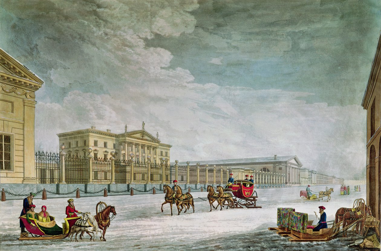 Utsikt over Imperial Bank og butikkene i St. Petersburg (se også 87474) av Mornay