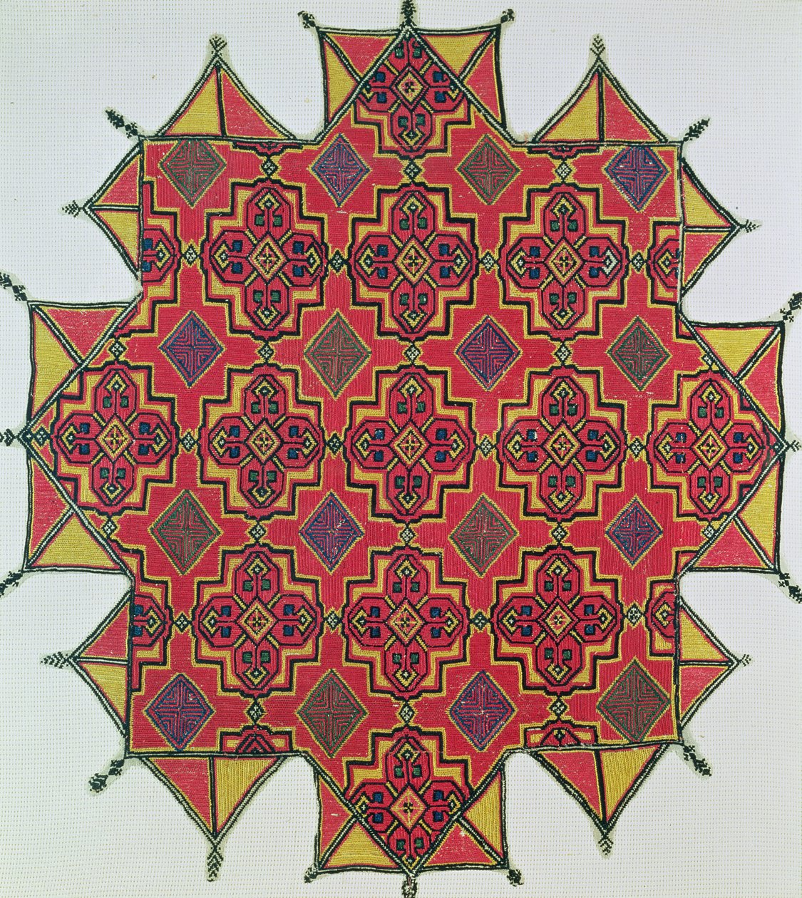 Tekstil med geometrisk mønster (håndarbeid) av Moroccan School