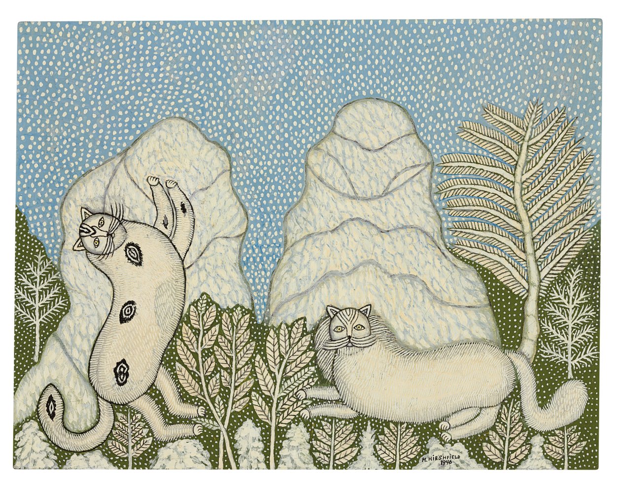 Katter i snøen av Morris Hirshfield