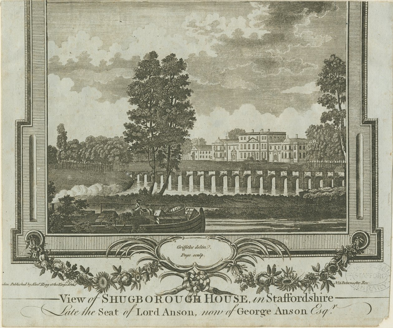 Shugborough Hall: gravering, nd [?1760-tallet] av Moses Griffiths