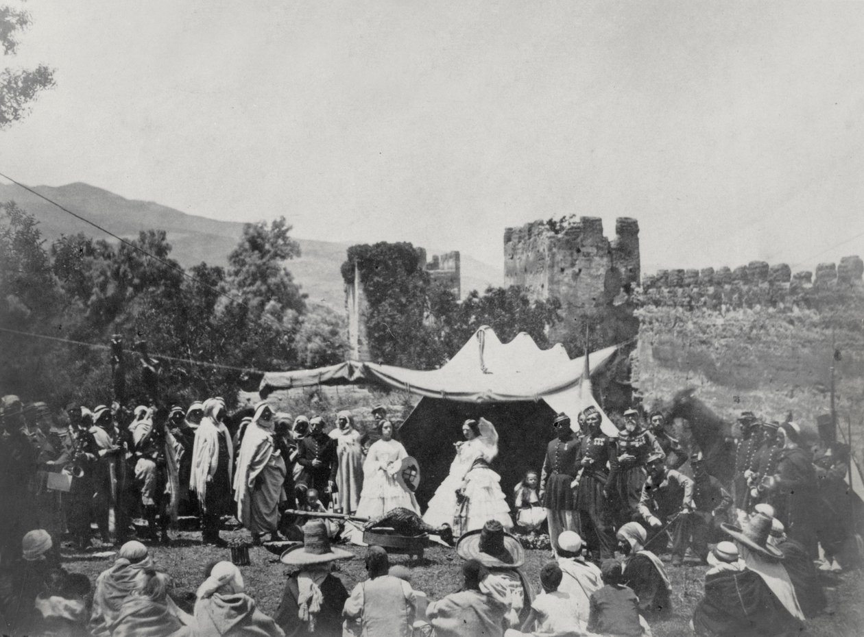 Keiserinne Eugenie (1826-1920) på reise i Algerie, juni 1865 (bw-bilde) av Moulins