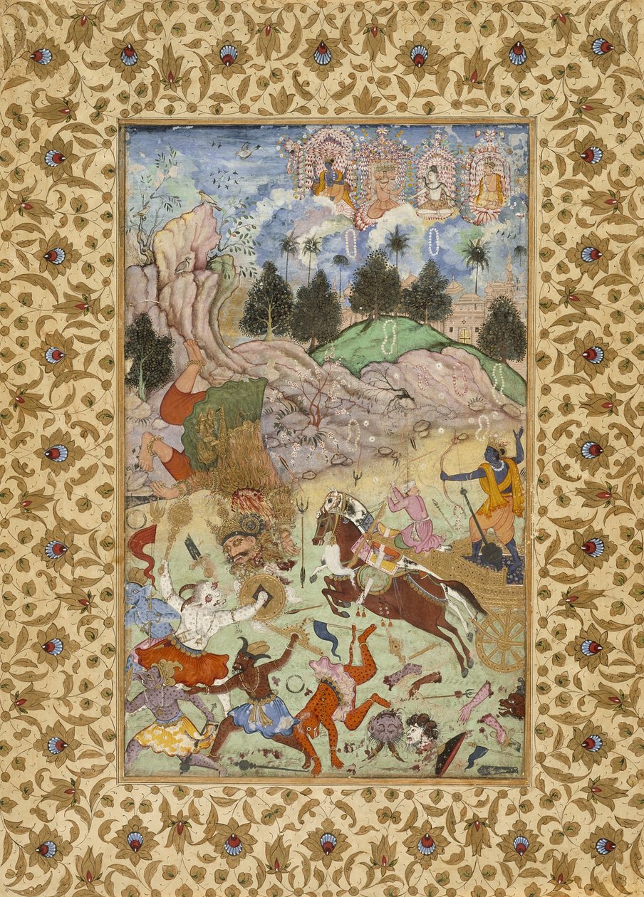 Dreper Samvara fra Pradyum, c.i- ೯೦ av Mughal School