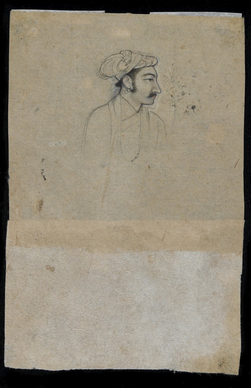 Sultan Khurram (Shah Jahan), ca. 1615 (blekk på papir) av Mughal School