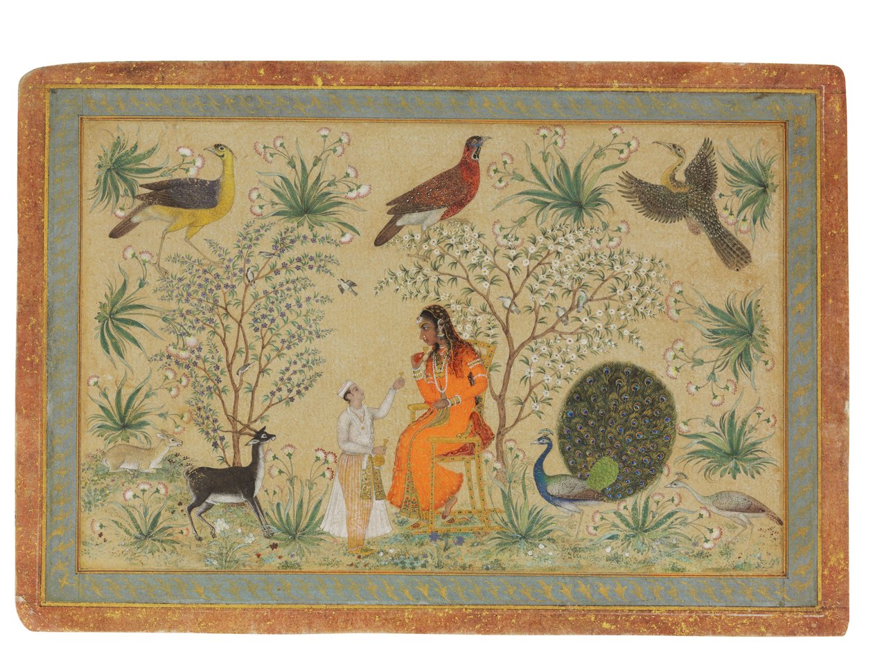Adelig kvinne i en hage, ca. 1740 av Mughal School