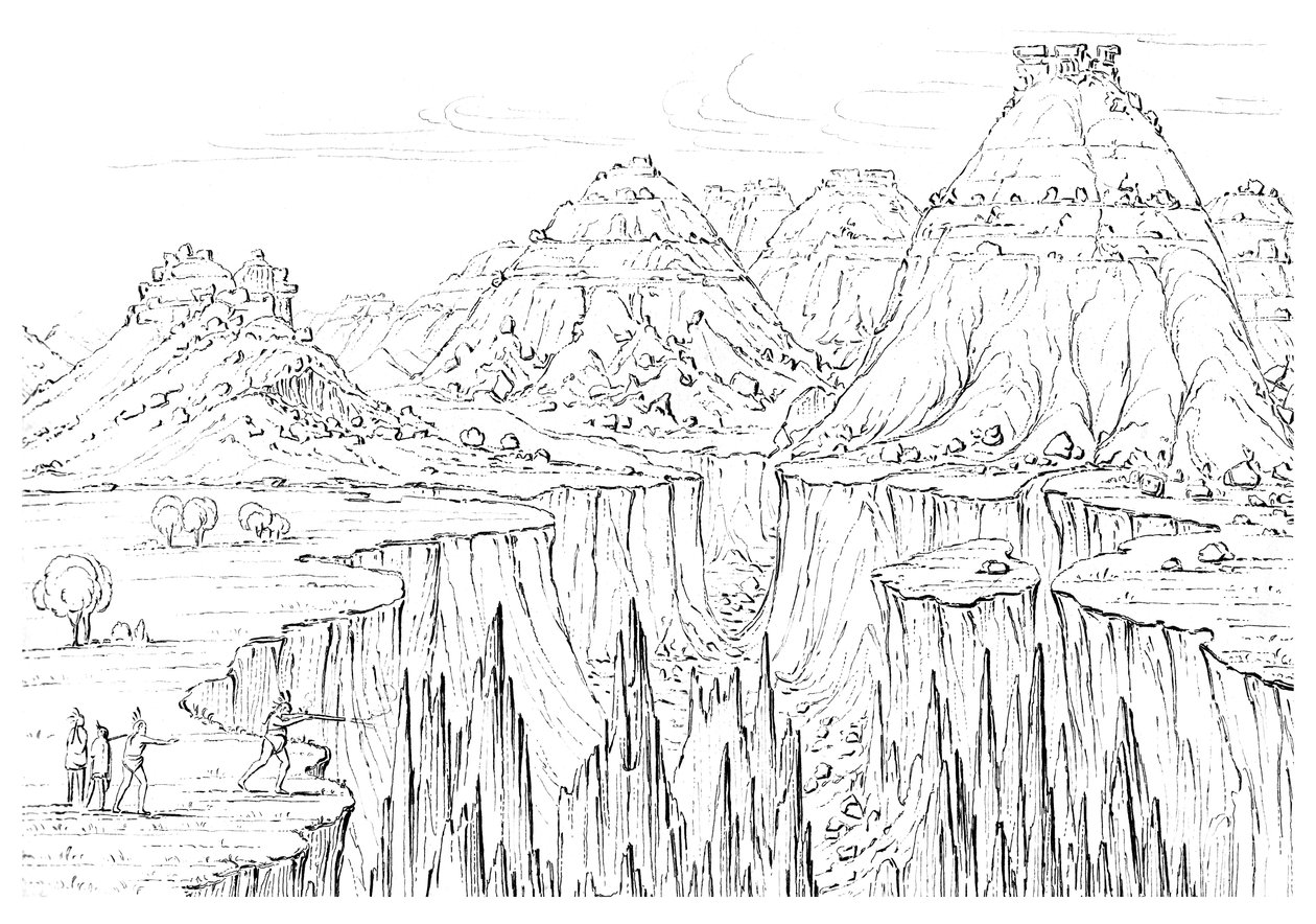 Canyon, Nord-Amerika, 1841. av Myers and Co
