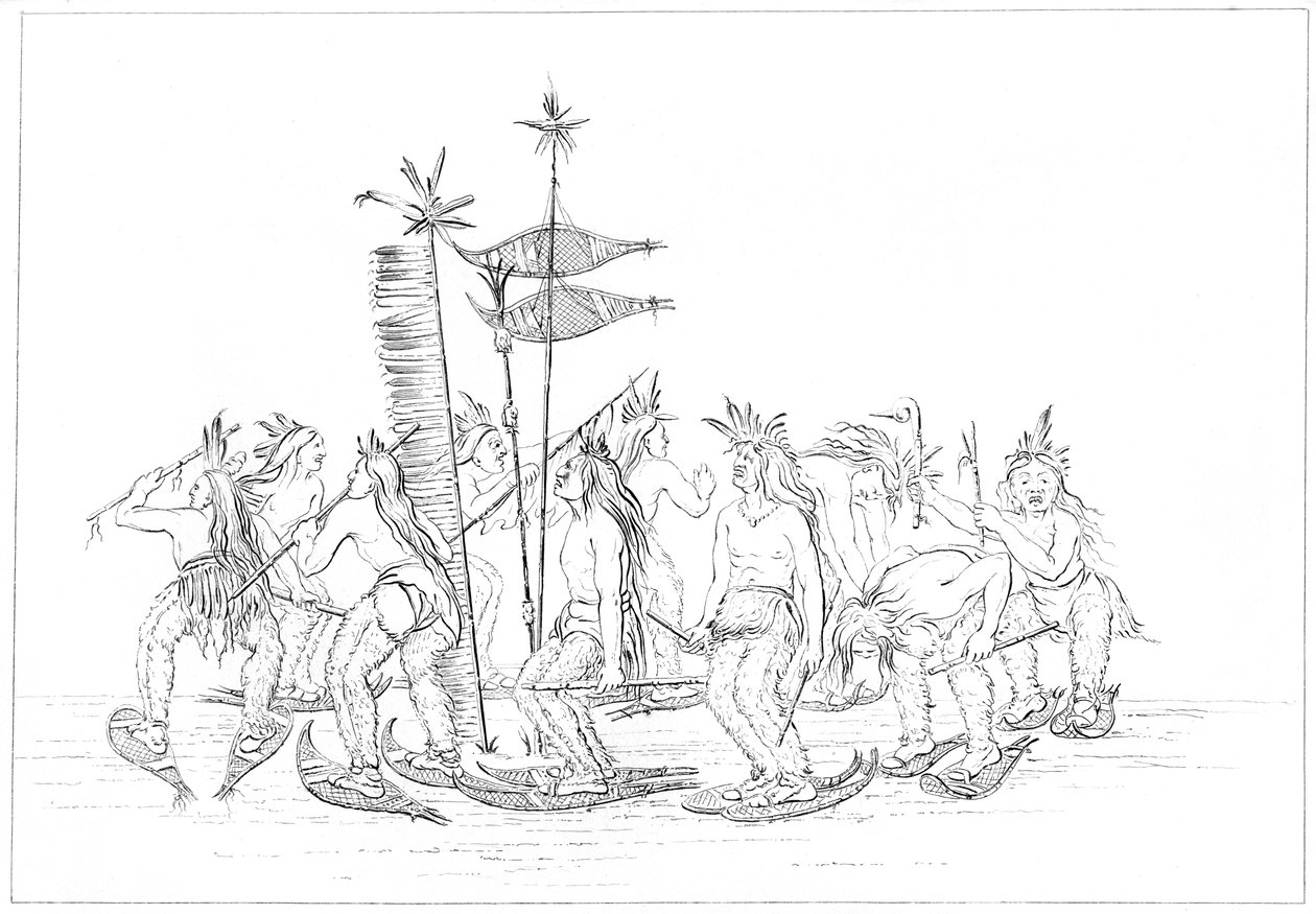 Chippewa snøskodans, 1841. av Myers and Co