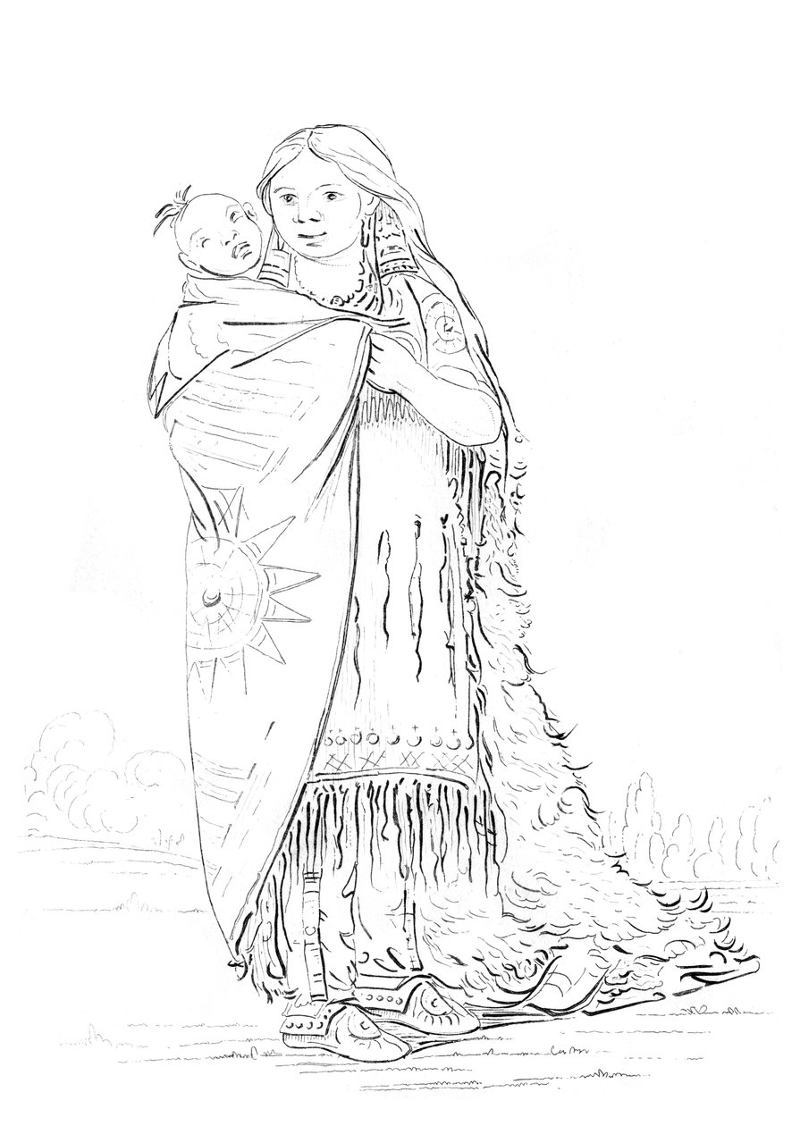 Indiansk kvinne og baby. av Myers and Co