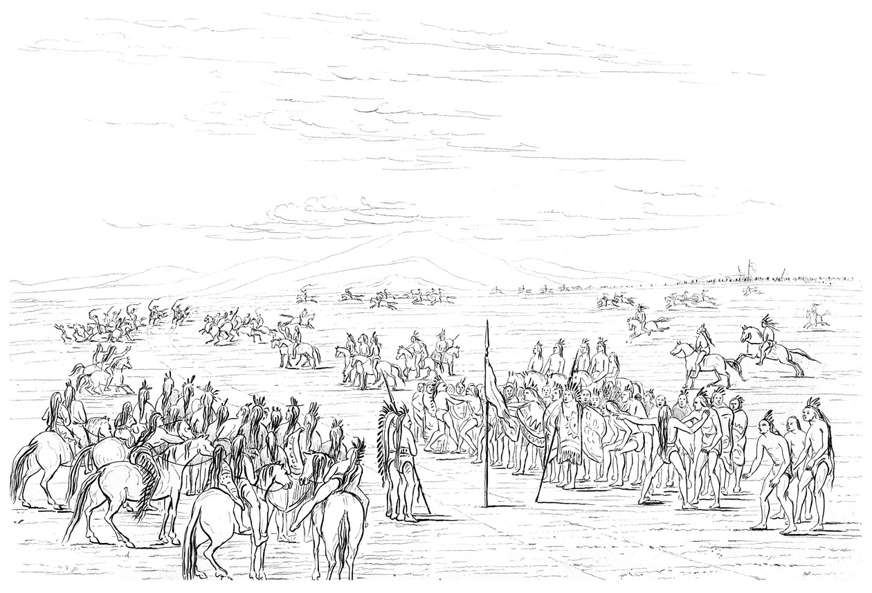 Indiansk hesteveddeløp, 1841. av Myers and Co