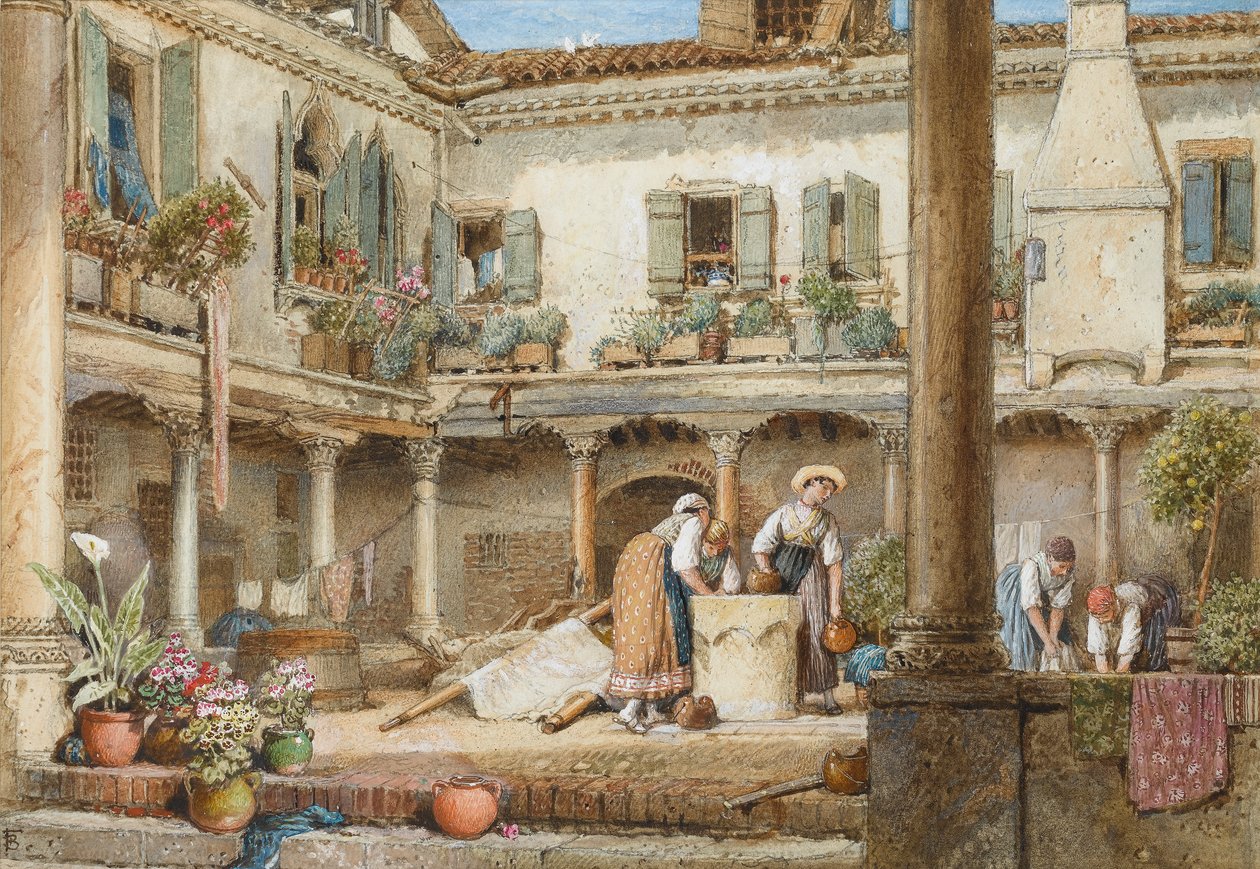 Abbazia San Gregorio, Venezia (wc på papir) av Myles Birket Foster