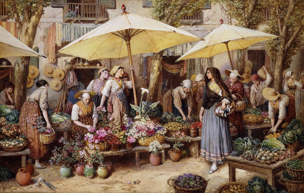 Blomstermarkedet, Toulon, av Myles Birket Foster