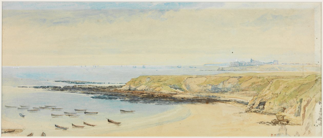 Tynemouth fra Cullercoats (kroppsfarge) av Myles Birket Foster