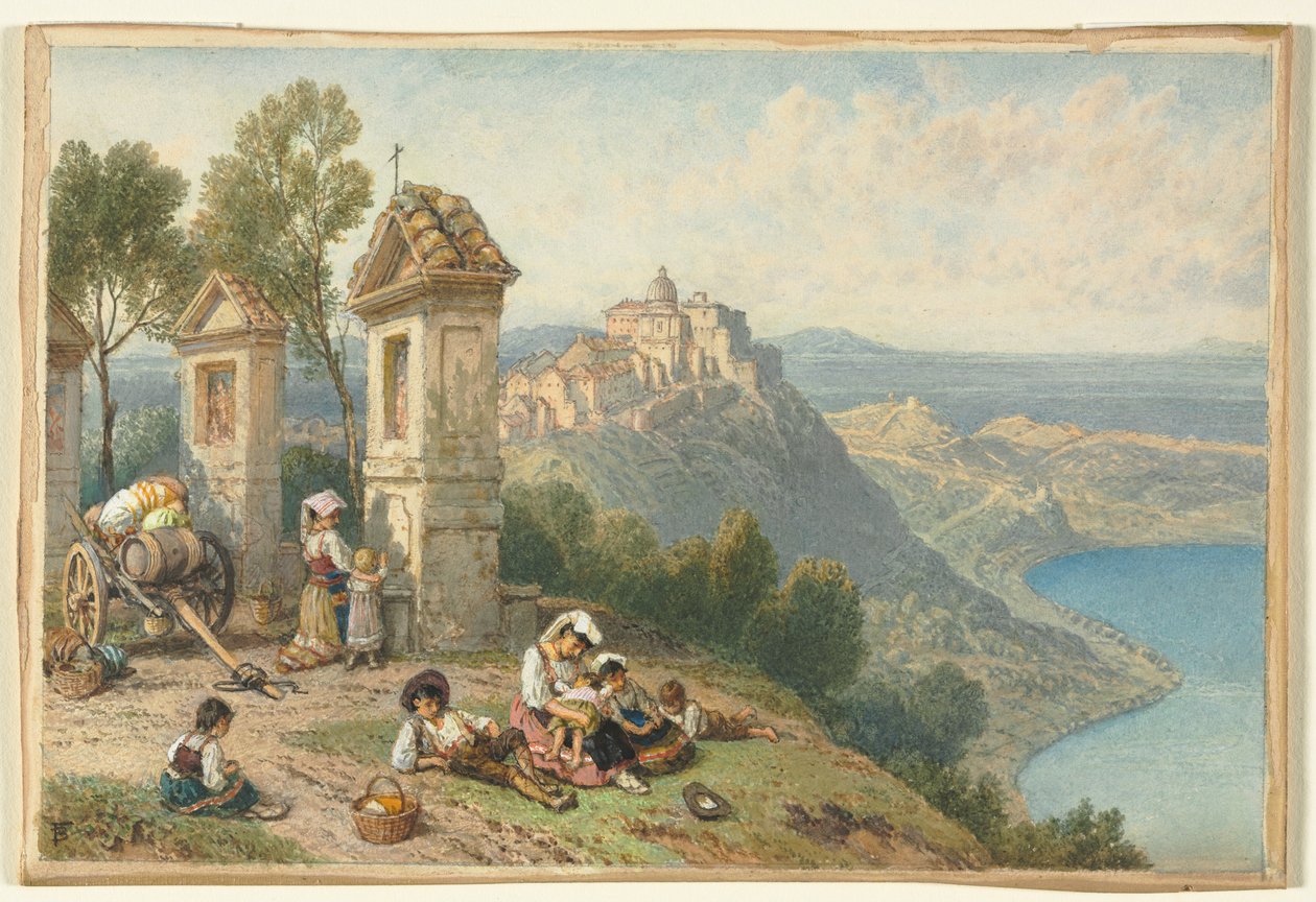 Utsikt over Castel Gandolfo, ca. 1870-årene. av Myles Birket Foster