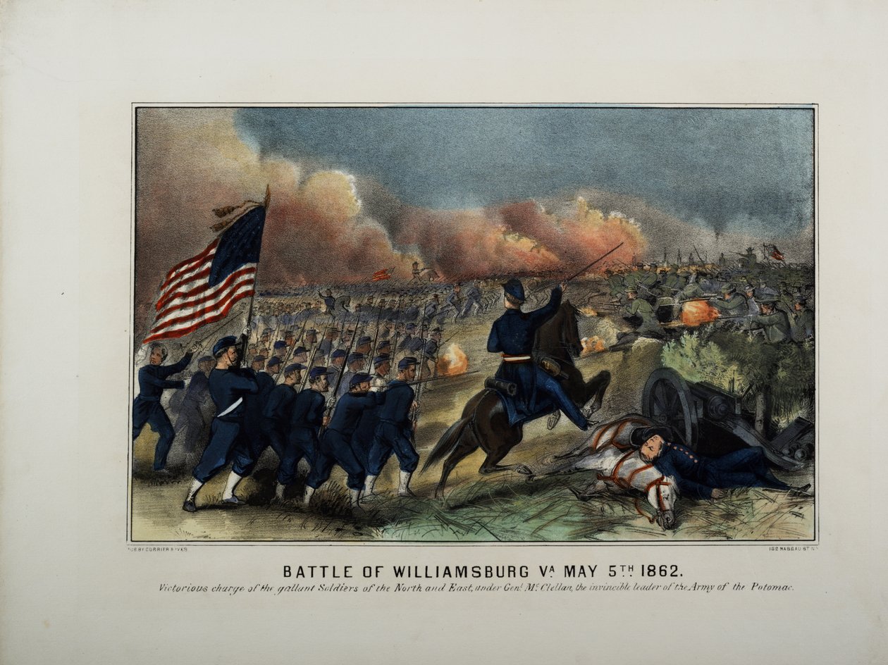 Slaget ved Williamsburg, Va. 5. mai 1862, ca. 1862 av N. and Ives, J.M. Currier