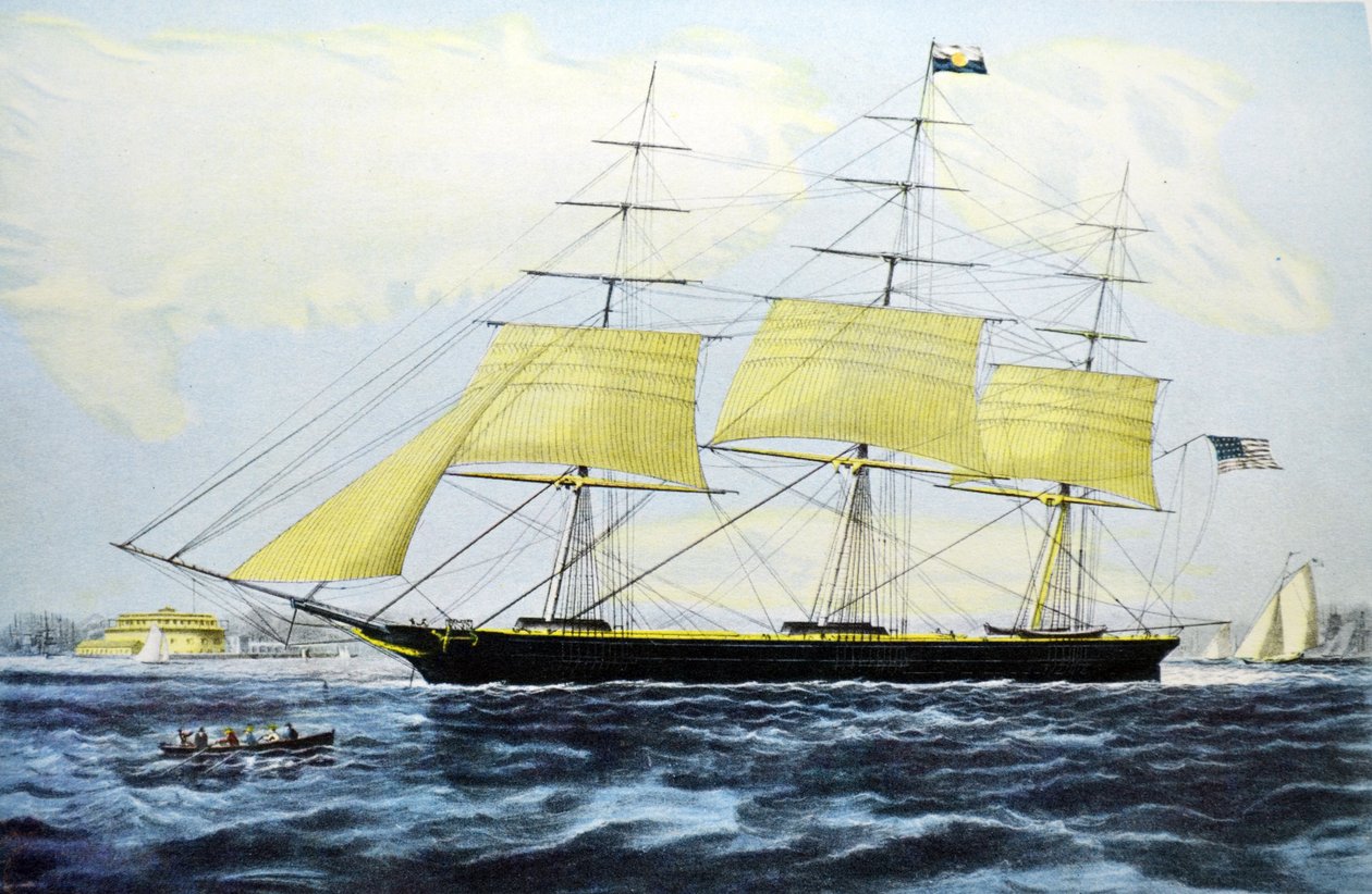 Currier & Ives Illustrasjon 1800-tallet. Clipper Ship Nightingale av N. and Ives, J.M. Currier