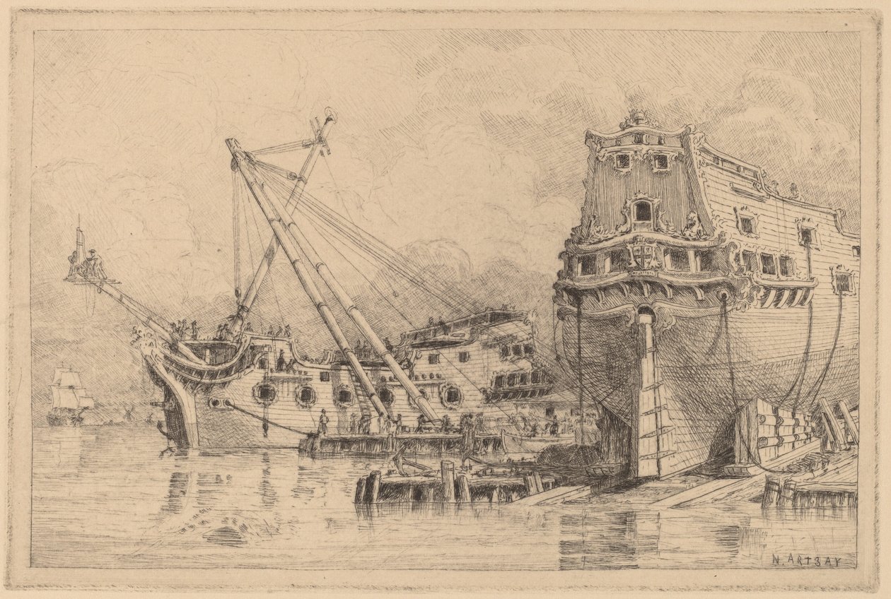 To store skip under bygging. av N. Artsay