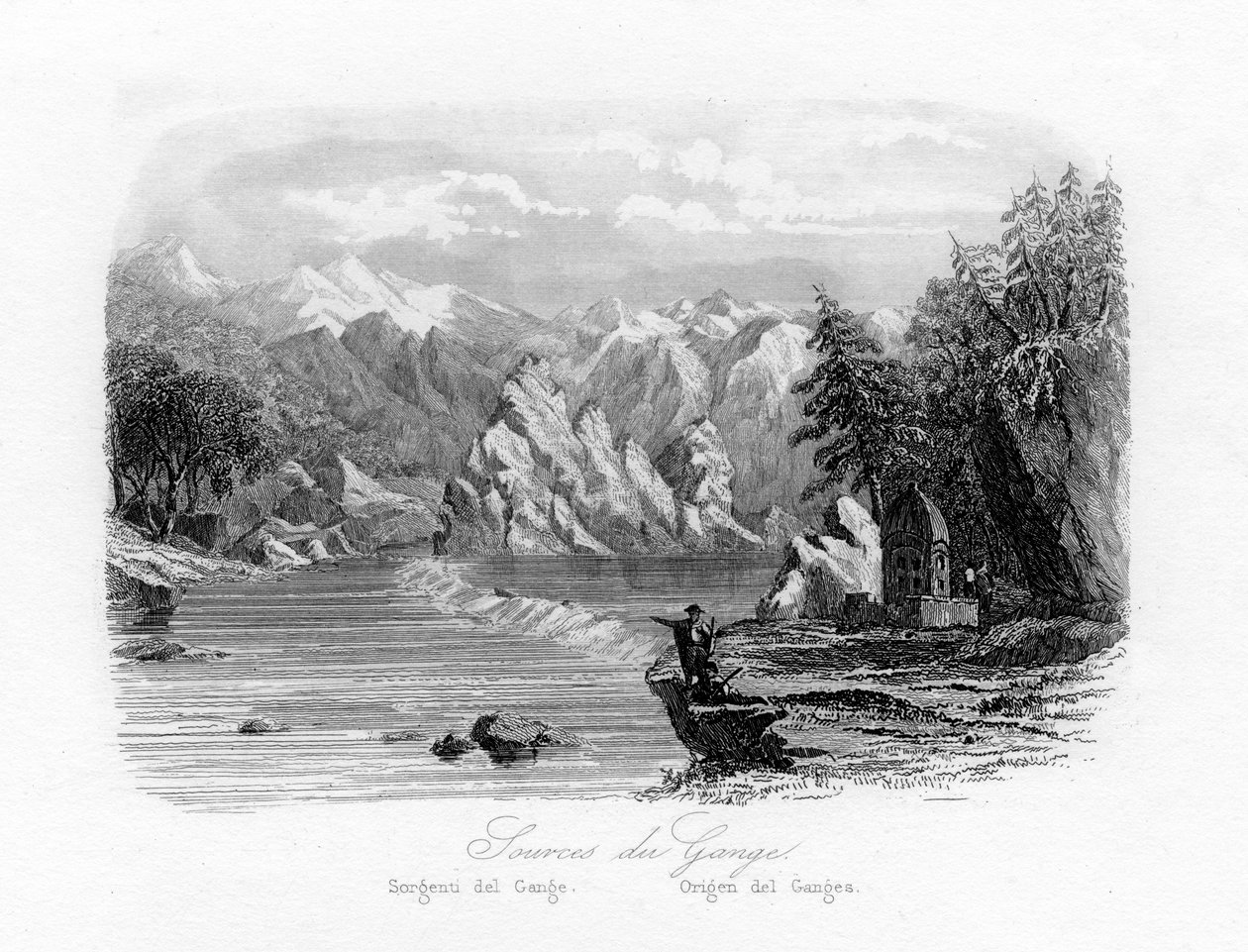 Kilden til Ganges, India, c1840 av N. Remond