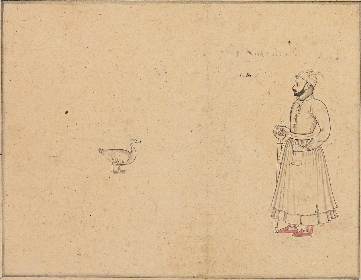 Raja Balwant Dev Singh og en svane, ca. 1750-55 av Nainsukh