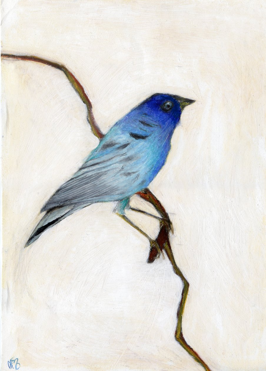 Little Blue, 2012, (oljepastell på papir) av Nancy Moniz Charalambous
