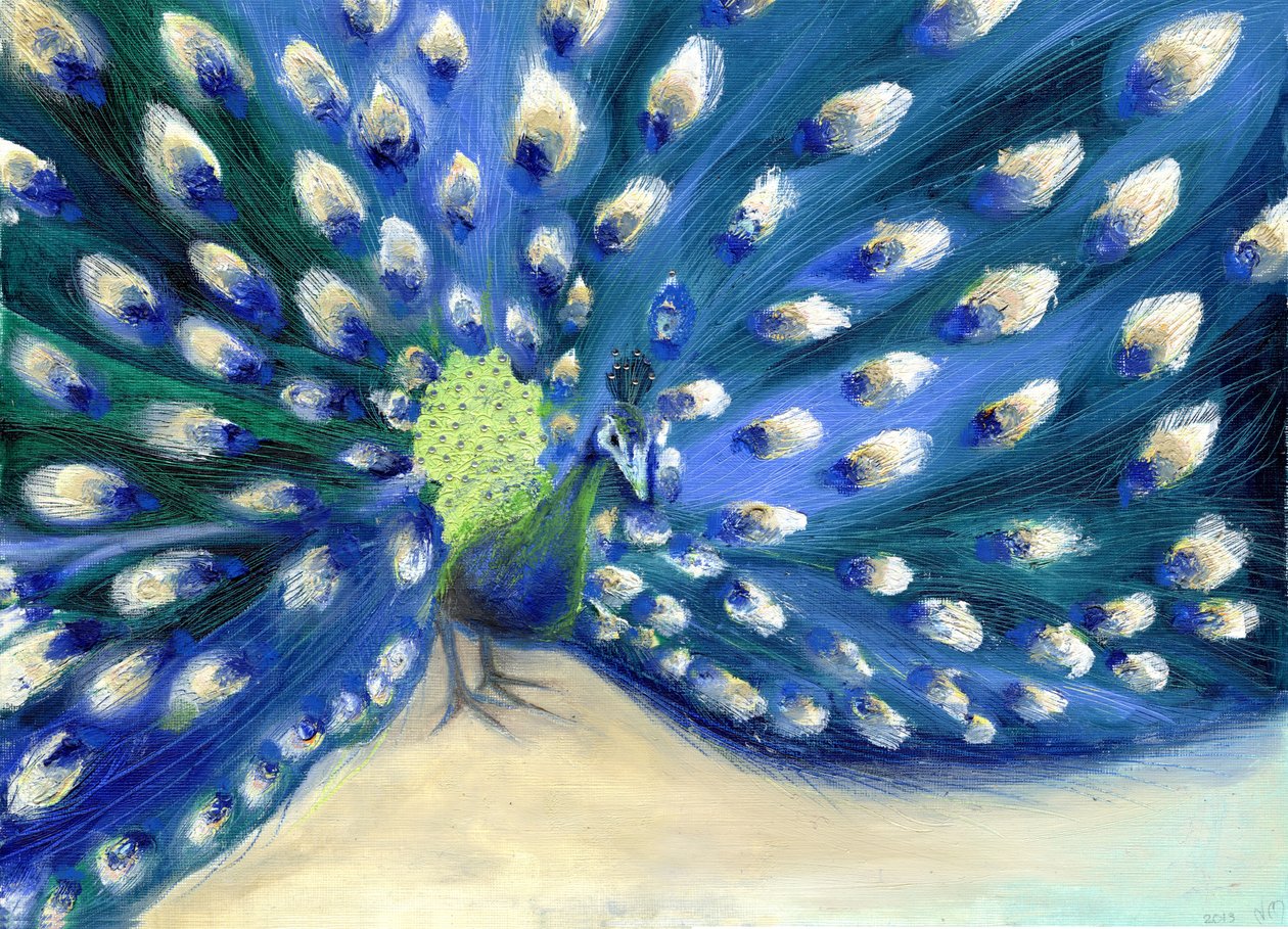 Peacock Eyes, 2013, (olje og diamanter på kort) av Nancy Moniz Charalambous