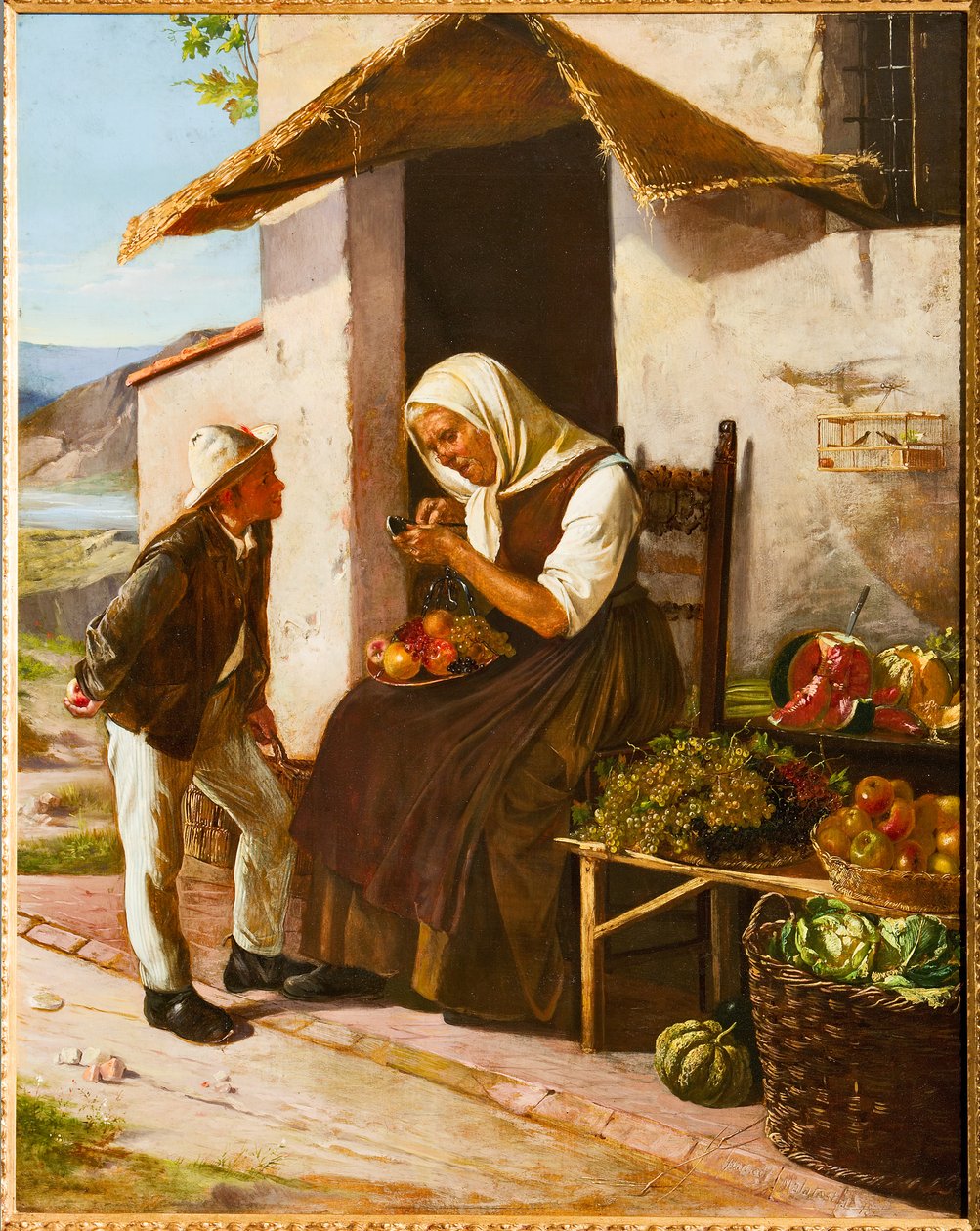 Hos Grønthandleren (olje) av Narciso Malatesta