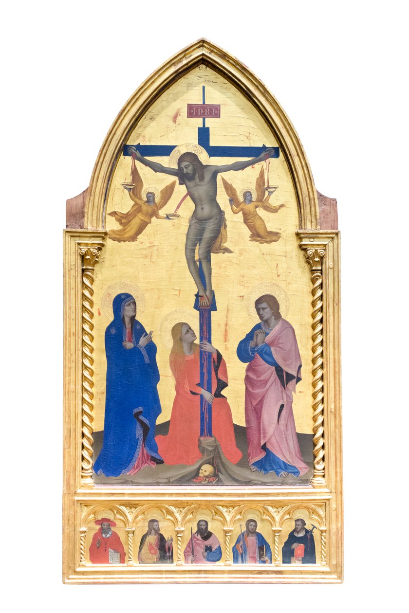 Korsfestelse; og helgener av Nardo di Cione