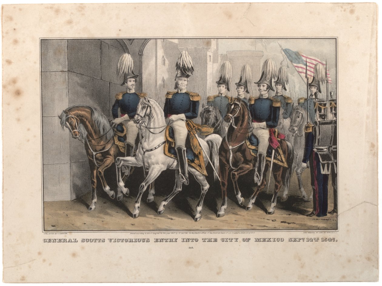 General Scotts seirende inntog i byen Mexico 14. september 1847 av Nathaniel Currier