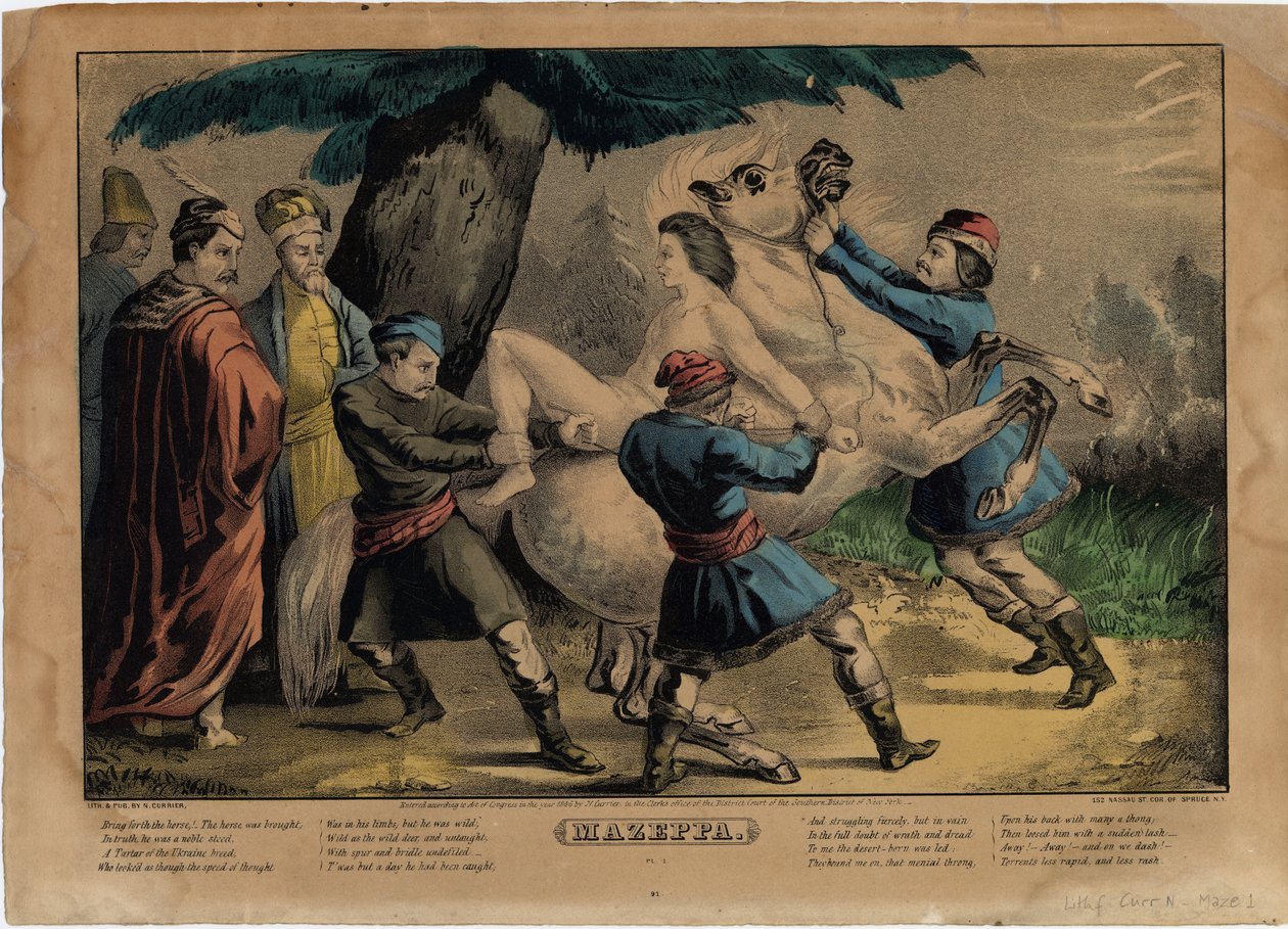 Mazeppa, plate én av fire av Nathaniel Currier